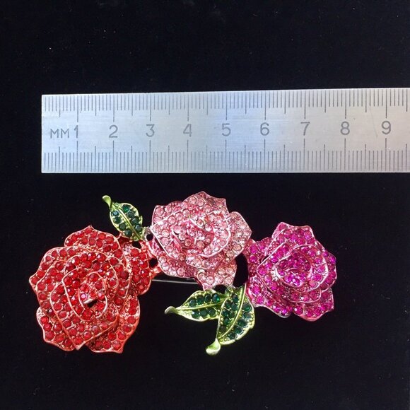 BEAUTIFUL BIG BROOCH - PENDANT "ROSES" - Picture 2 of 4